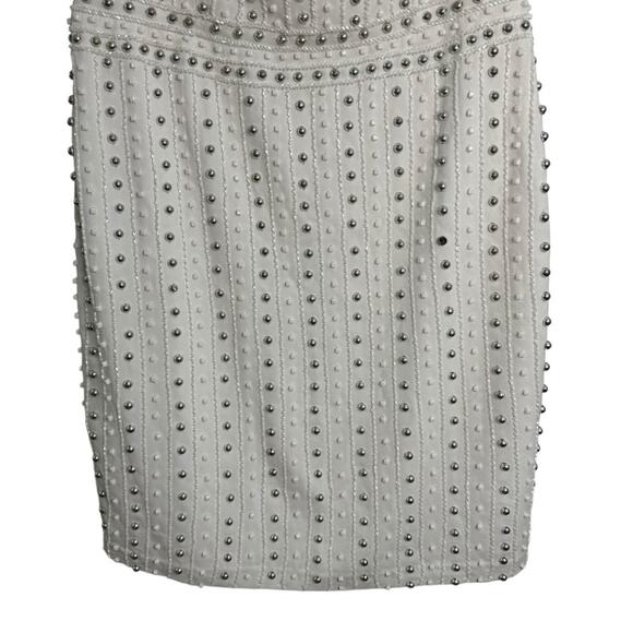 Aidan Mattox White Strapless Studded Mini Dress - Picture 4 of 8